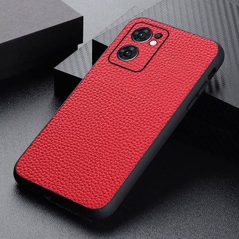 Custodia Lusso Pelle Cover B02H per Oppo Reno7 5G Rosso