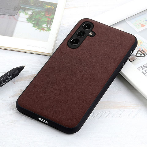 Custodia Lusso Pelle Cover B02H per Samsung Galaxy A14 4G Marrone