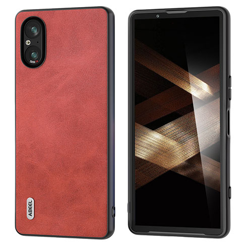 Custodia Lusso Pelle Cover B02H per Sony Xperia 5 V Rosso