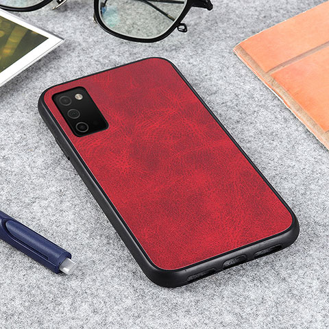 Custodia Lusso Pelle Cover B03H per Samsung Galaxy A03s Rosso