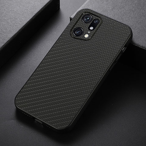 Custodia Lusso Pelle Cover B05H per Oppo Find X5 Pro 5G Nero