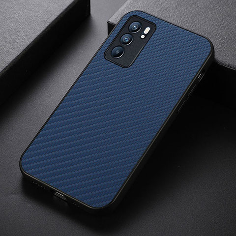 Custodia Lusso Pelle Cover B05H per Oppo Reno6 5G Blu