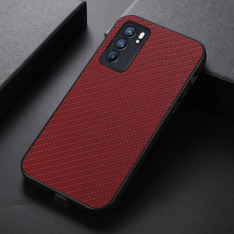 Custodia Lusso Pelle Cover B05H per Oppo Reno6 5G Rosso