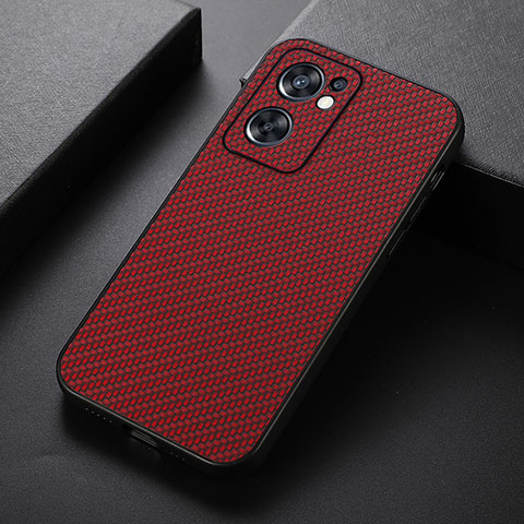 Custodia Lusso Pelle Cover B05H per Oppo Reno7 SE 5G Rosso