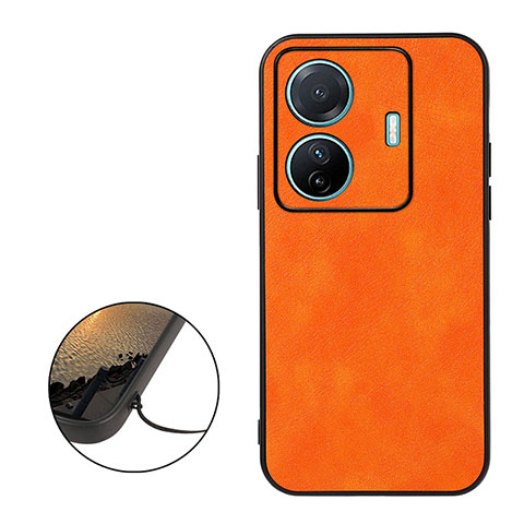 Custodia Lusso Pelle Cover B06H per Vivo iQOO Z6 Pro 5G Arancione