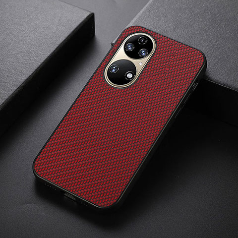 Custodia Lusso Pelle Cover B07H per Huawei P50 Pro Rosso