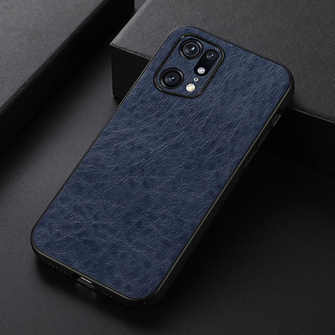 Custodia Lusso Pelle Cover B07H per Oppo Find X5 Pro 5G Blu