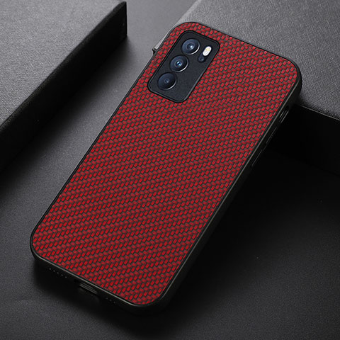 Custodia Lusso Pelle Cover B07H per Oppo Reno6 Pro 5G India Rosso