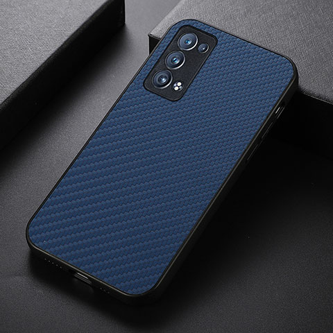 Custodia Lusso Pelle Cover B07H per Oppo Reno6 Pro+ Plus 5G Blu