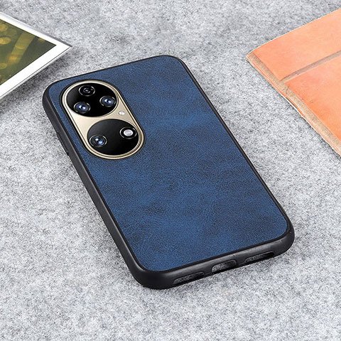 Custodia Lusso Pelle Cover B08H per Huawei P50 Pro Blu