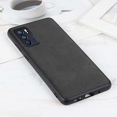 Custodia Lusso Pelle Cover B08H per Oppo Reno6 5G Nero