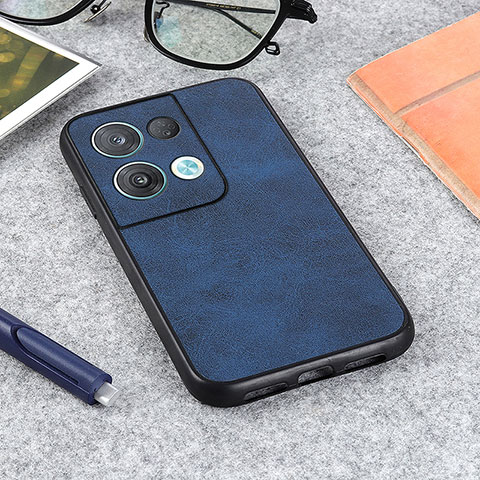 Custodia Lusso Pelle Cover B08H per Oppo Reno9 Pro 5G Blu