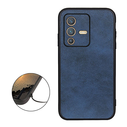 Custodia Lusso Pelle Cover B08H per Vivo V23 5G Blu