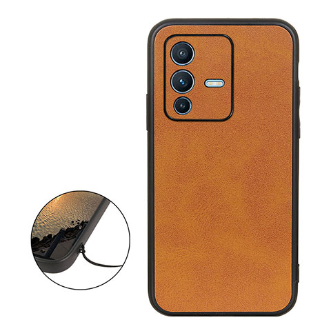 Custodia Lusso Pelle Cover B08H per Vivo V23 Pro 5G Marrone