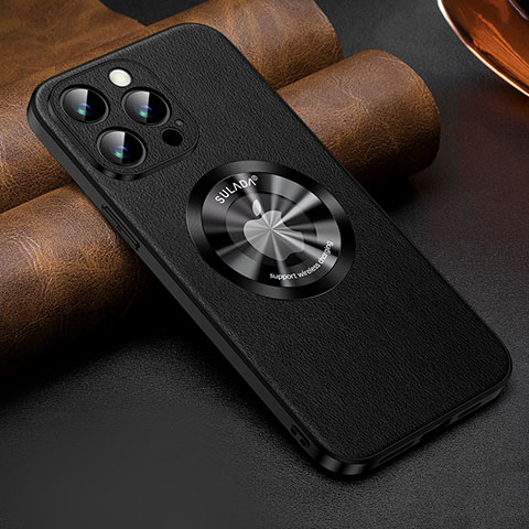 Custodia Lusso Pelle Cover con Mag-Safe Magnetic LD2 per Apple iPhone 14 Pro Max Nero