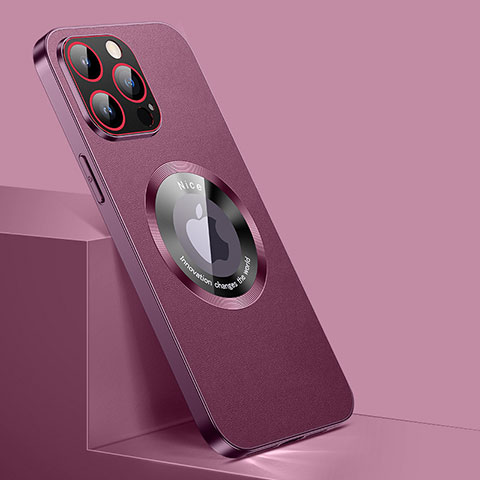 Custodia Lusso Pelle Cover con Mag-Safe Magnetic QC1 per Apple iPhone 13 Pro Max Rosso