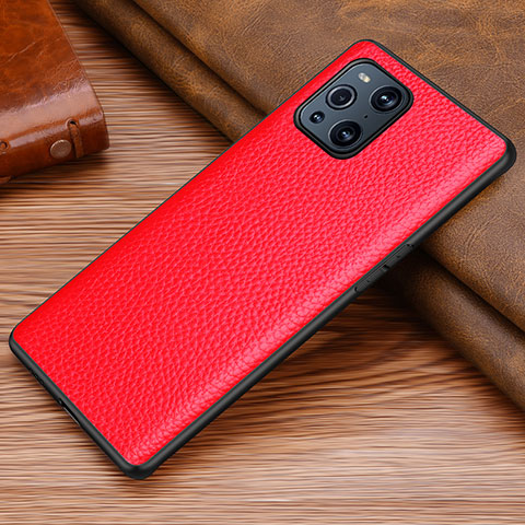 Custodia Lusso Pelle Cover DL1 per Oppo Find X3 5G Rosso