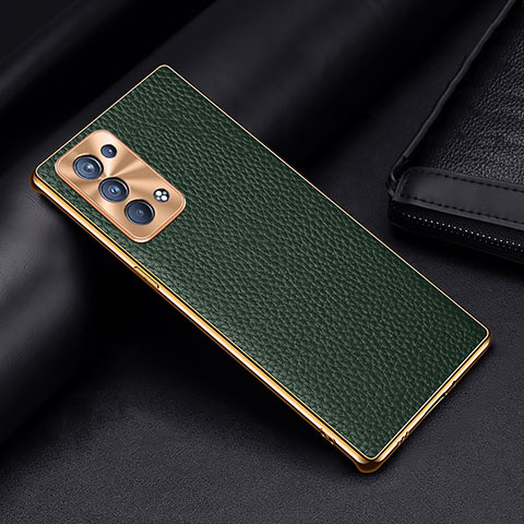 Custodia Lusso Pelle Cover DL2 per Oppo Reno6 Pro 5G Verde