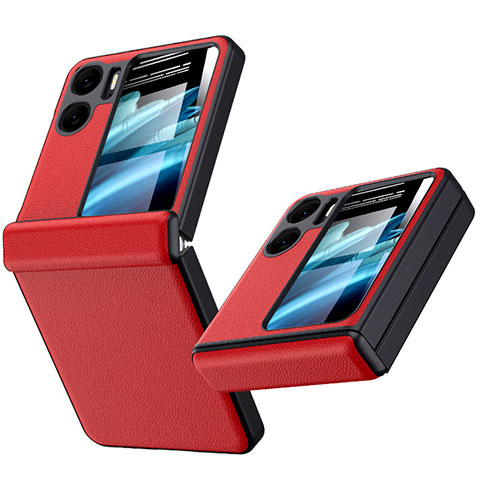 Custodia Lusso Pelle Cover DL3 per Oppo Find N2 Flip 5G Rosso