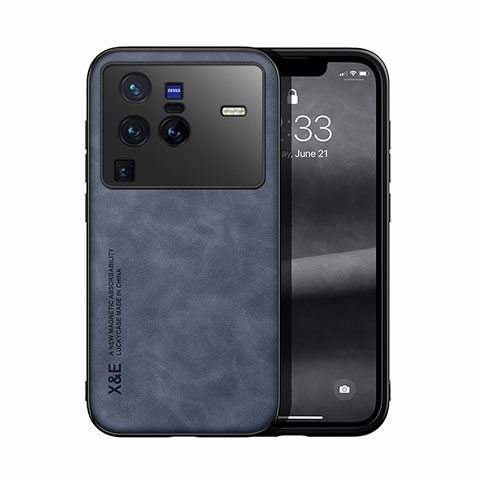 Custodia Lusso Pelle Cover DY1 per Vivo X80 Pro 5G Blu