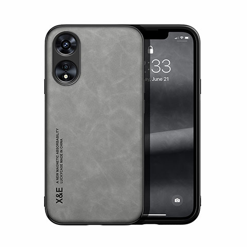 Custodia Lusso Pelle Cover DY2 per Oppo A17 Grigio