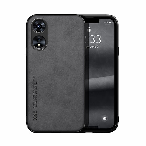 Custodia Lusso Pelle Cover DY2 per Oppo A17 Nero