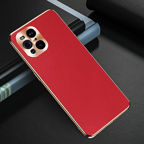 Custodia Lusso Pelle Cover GS1 per Oppo Find X3 Pro 5G Rosso