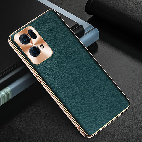 Custodia Lusso Pelle Cover GS1 per Oppo Reno7 Pro 5G Verde