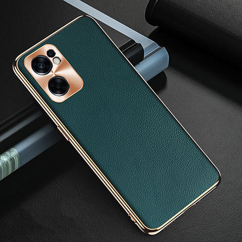 Custodia Lusso Pelle Cover GS1 per Oppo Reno7 SE 5G Verde