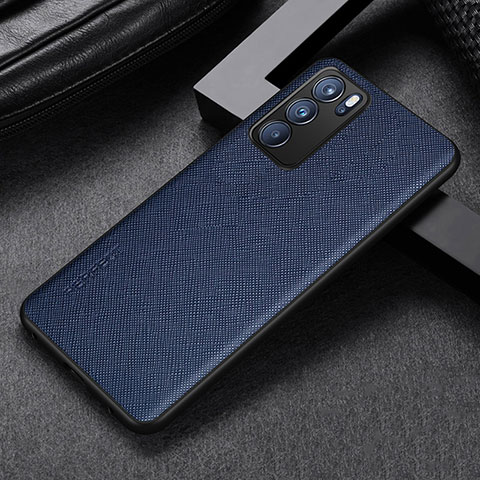 Custodia Lusso Pelle Cover GS2 per Oppo Reno6 5G Blu