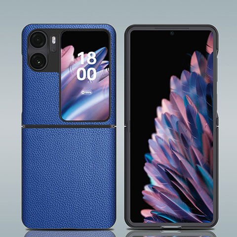 Custodia Lusso Pelle Cover GS3 per Oppo Find N2 Flip 5G Blu