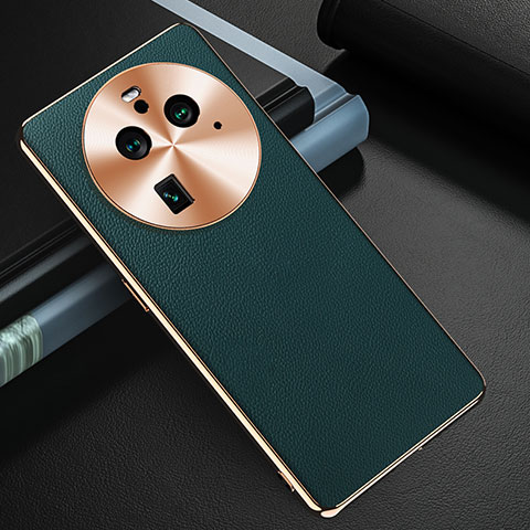 Custodia Lusso Pelle Cover GS3 per Oppo Find X6 Pro 5G Verde