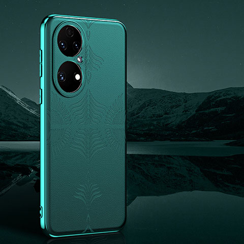 Custodia Lusso Pelle Cover GS4 per Huawei P50 Pro Verde