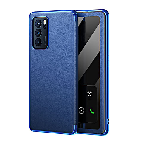 Custodia Lusso Pelle Cover GS4 per Oppo Reno6 5G Blu