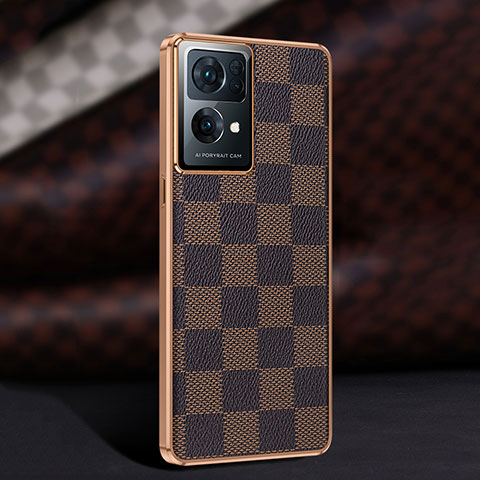 Custodia Lusso Pelle Cover JB1 per Oppo Reno7 Pro 5G Marrone