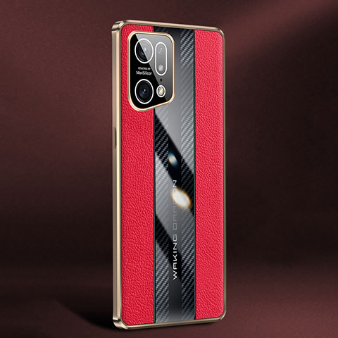 Custodia Lusso Pelle Cover JB3 per Oppo Find X5 Pro 5G Rosso