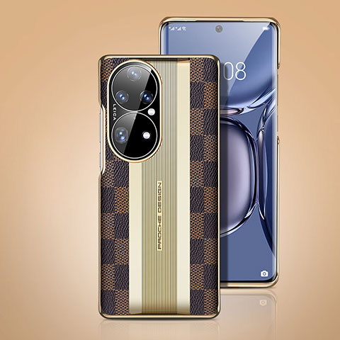 Custodia Lusso Pelle Cover JB4 per Huawei P50 Pro Marrone