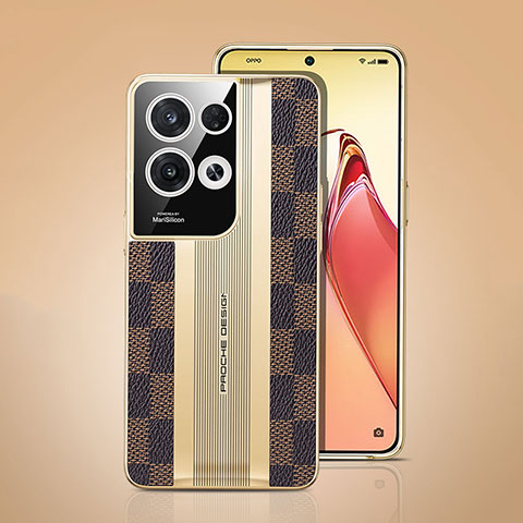 Custodia Lusso Pelle Cover JB4 per Oppo Reno9 Pro+ Plus 5G Marrone