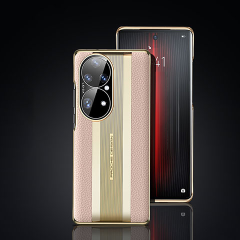 Custodia Lusso Pelle Cover JB6 per Huawei P50 Pro Oro