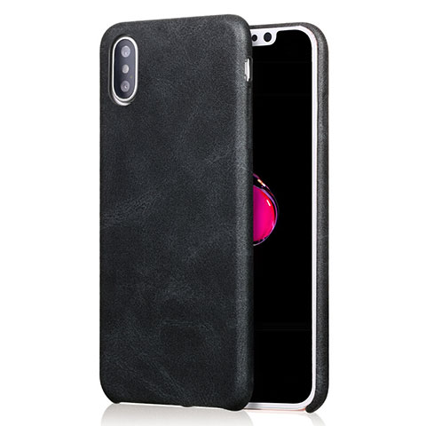 Custodia Lusso Pelle Cover L01 per Apple iPhone X Nero