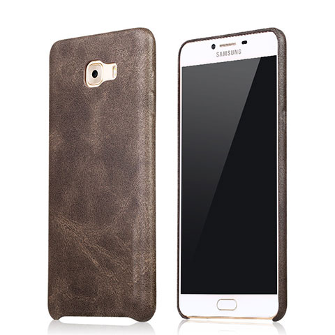 Custodia Lusso Pelle Cover L01 per Samsung Galaxy C9 Pro C9000 Marrone