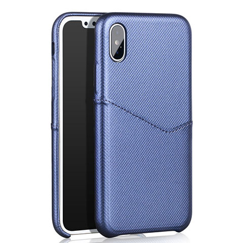 Custodia Lusso Pelle Cover L05 per Apple iPhone X Blu