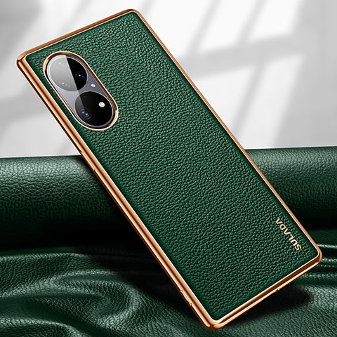 Custodia Lusso Pelle Cover LD1 per Huawei P50 Pro Verde