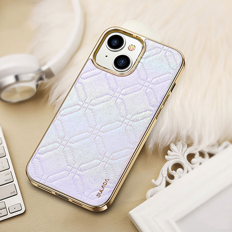 Custodia Lusso Pelle Cover LD4 per Apple iPhone 15 Argento