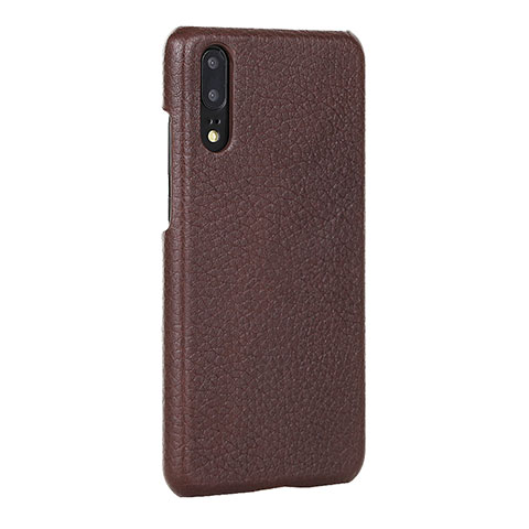 Custodia Lusso Pelle Cover P01 per Huawei P20 Pro Marrone