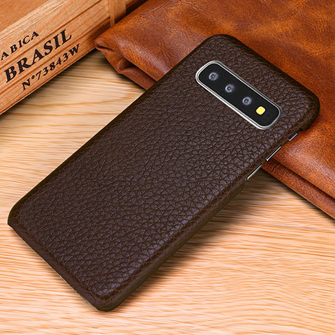 Custodia Lusso Pelle Cover P01 per Samsung Galaxy S10 5G Marrone