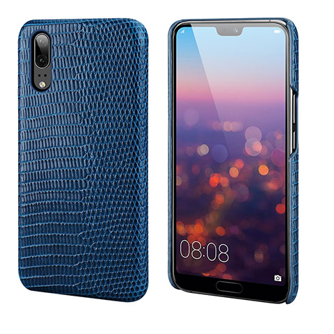 Custodia Lusso Pelle Cover P03 per Huawei P20 Blu