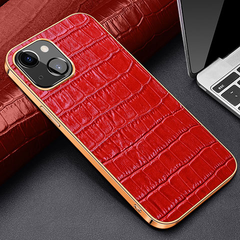 Custodia Lusso Pelle Cover per Apple iPhone 13 Rosso