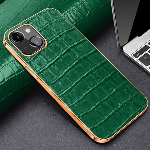 Custodia Lusso Pelle Cover per Apple iPhone 13 Verde