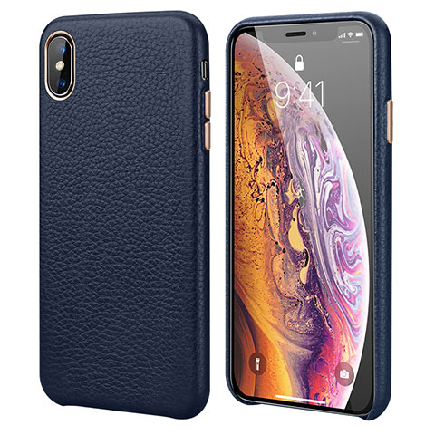 Custodia Lusso Pelle Cover per Apple iPhone XR Blu